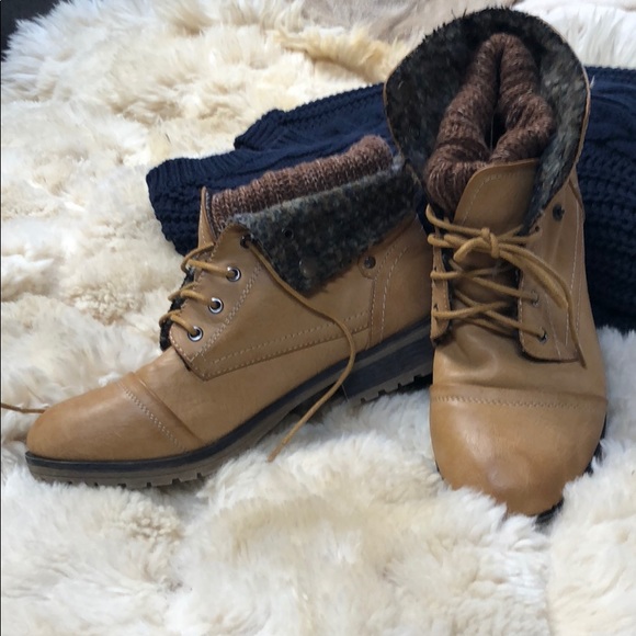 Refresh Shoes - Faux timberland style light brown boots